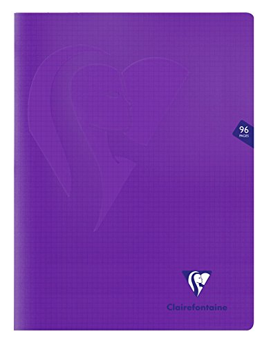 Clairefontaine 293362AMZC Lot de 4 Cahiers Agrafés Mimesys - 24x32 cm - 96 Pages Petits Carreaux - Papier Blanc 90 g - Couverture Polypro (Bleu, Incolore, Orange, Violet)