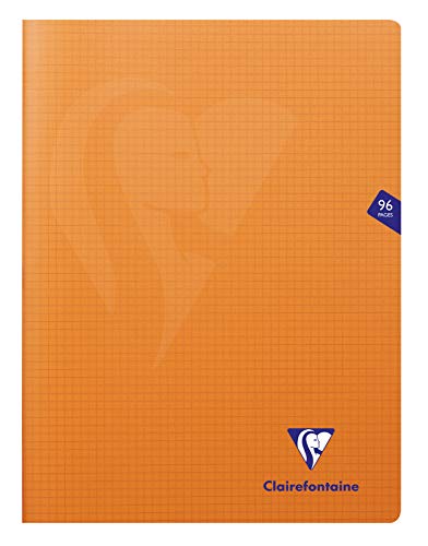 Clairefontaine 293362AMZC Lot de 4 Cahiers Agrafés Mimesys - 24x32 cm - 96 Pages Petits Carreaux - Papier Blanc 90 g - Couverture Polypro (Bleu, Incolore, Orange, Violet)