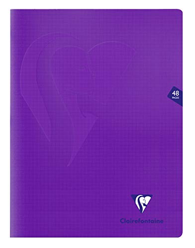 Clairefontaine 373312C - Un cahier piqué Mimesys 48 pages 24x32 cm 90g petits carreaux, couverture polypro (plastique), Violet