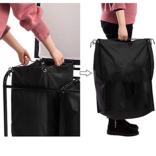 Clasificador de lavandería, carrito de lavandería de 3 bolsas, con ruedas con llave de rodadura de trabajo pesado y bolsas extraíbles, para almacenamiento de ropa Clasificador de lavandería Trolley