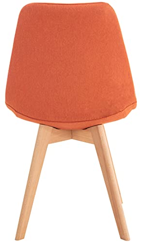 CLP Silla De Comedor Linares En Tela, Terciopelo o En Polipropileno & Cojín En Simil Cuero I Silla De Salón Nórdica con Base De Madera I, Color:Naranja, Material de Base:Tela