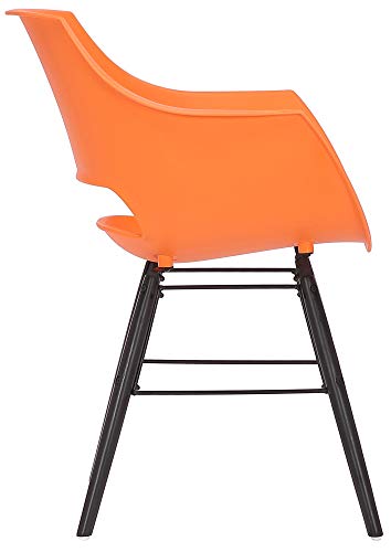 CLP Silla De Salón Skien Moderna Hecha En Polipropileno I Silla De Comedor con Reposabrazos & Base De Madera De Haya, Color:Naranja, Color del Marco:Negro