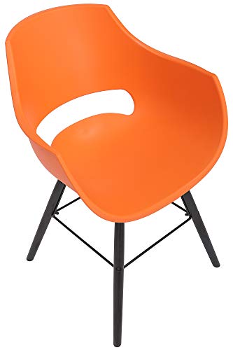 CLP Silla De Salón Skien Moderna Hecha En Polipropileno I Silla De Comedor con Reposabrazos & Base De Madera De Haya, Color:Naranja, Color del Marco:Negro