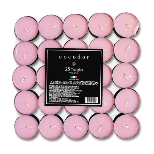 COCODOR Velas de té aromáticas / Té de Rosa (Tea Rose) / 10g / 25 Unidades / Tiempo de combustión 4-5 horas / Velas Perfumadas, Fragancia de Habitación