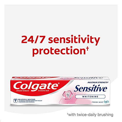 Colgate Pasta dental blanqueadora de máxima fuerza sensible, 6 onzas (paquete de 3)