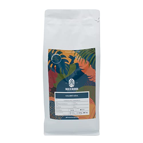 COLIBRÍ AZUL Cafe en Grano natural 1 Kg - Café De Especialidad Arabica Tueste Natural - Recién Tostado - Coffee Beans - Fincas de Nicaragua Specialty Coffee