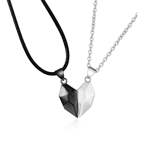 Collares a Juego Para Parejas Magnética Collar De La Amistad Para 2 Collar Con Colgante De Rompecabezas En Forma De Corazón Yin Yang Ajustable Con Imán Para Hombre Mujer Amantes Parejas Amigos