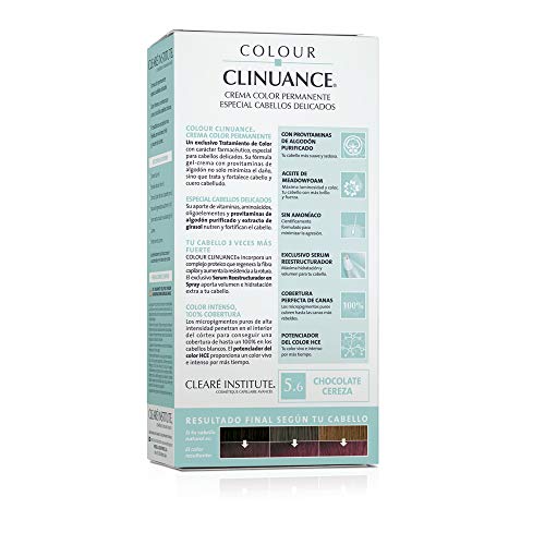 Colour Clinuance. Tinte Capilar Cabellos Delicados. 5.6 Chocolate Cereza, Coloración Permanente Sin Amoniaco, Más Brillo, Color Intenso, 100% Cobertura, Testado Dermatologicamente, Pack de 3