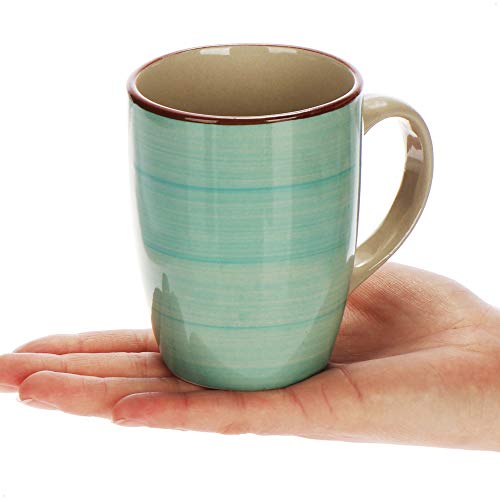 COM-FOUR® 4x Taza de café de cerámica - Taza de café de diseño moderno - Tazas para bebidas frías y calientes - 260 ml (04 piezas - azul/verde/rosa/beige)