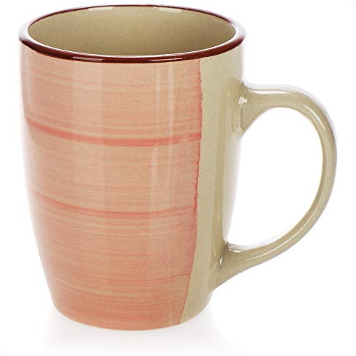 COM-FOUR® 4x Taza de café de cerámica - Taza de café de diseño moderno - Tazas para bebidas frías y calientes - 260 ml (04 piezas - azul/verde/rosa/beige)