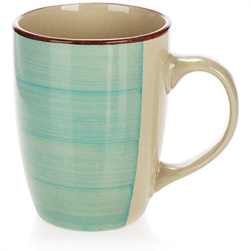 COM-FOUR® 4x Taza de café de cerámica - Taza de café de diseño moderno - Tazas para bebidas frías y calientes - 260 ml (04 piezas - azul/verde/rosa/beige)