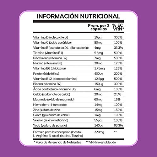 CONCEIVE PLUS Vitaminas Fertilidad Femenina + Nutrientes Clave - Regulación Corporal de Apoyo, Ciclos Saludables, Ayuda Concepción Natural - Ácido Fólico Folato, Píldoras - 60 Cápsulas Vegetarianas