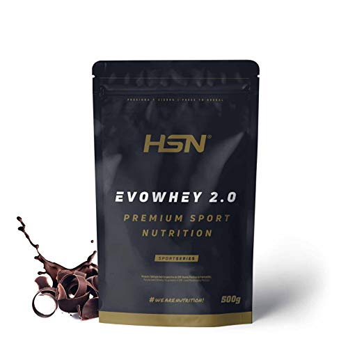 Concentrado de Proteína de Suero de HSN Evowhey Protein 2.0 | Sabor Chocolate 500 g = 17 Tomas | Whey Protein Concentrate para Ganar Masa Muscular | No-GMO, Vegetariano, Sin Gluten ni Soja