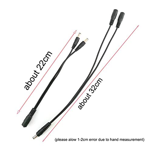 Conector 5.5mm 2.1mm 1 hembra a 2 varones masculinos corriente continua Cable de extensión del conector del divisor de alimentación for CCTV LED Adaptador de suministro de luz de tira Durable y versát