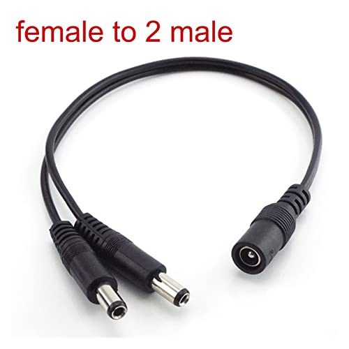 Conector 5.5mm 2.1mm 1 hembra a 2 varones masculinos corriente continua Cable de extensión del conector del divisor de alimentación for CCTV LED Adaptador de suministro de luz de tira Durable y versát