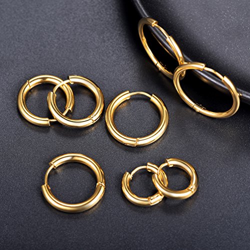 Conjunto de Pendientes de Aro para Mujer de Acero Inoxidable Chapado en Oro Regalo para Mujer