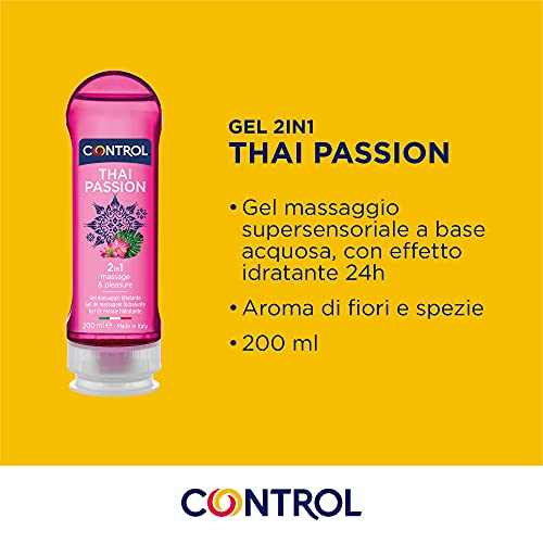 Control Preservativos Senso, Gel de Masaje Thai Passion- Caja de Condones Más Finos 24 ud Lubricados y Gel De Masaje Corporal 2 en 1 Con Aronas Orientales 200 ml (Pack ahorro)