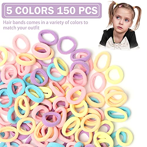 Cooetr 150 Piezas Gomas de Pelo Bebe Niña, Mini Banda de Pelo Elástica, Lazos Para el Cabello del Bebé Multicolor Elásticas Suave Duradero Pequeñas Coleteros de Tela para Ponytail Accesorios