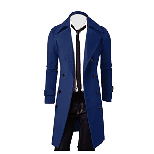 COOTHING Mens Trench Coats Fashion Casual Double Breasted Top Pea Coat Long Cardigans Winter Coats Overcoats