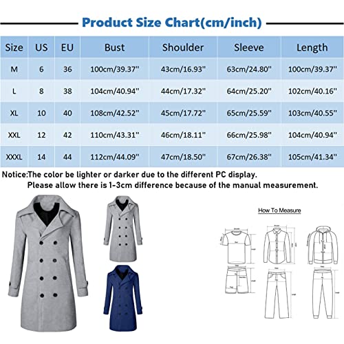 COOTHING Mens Trench Coats Fashion Casual Double Breasted Top Pea Coat Long Cardigans Winter Coats Overcoats