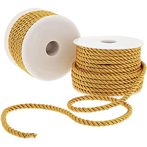 Cordones trenzados dorados, 2 rollos de cuerdas trenzadas para manualidades, costura, tapicería, 33 metros cada uno