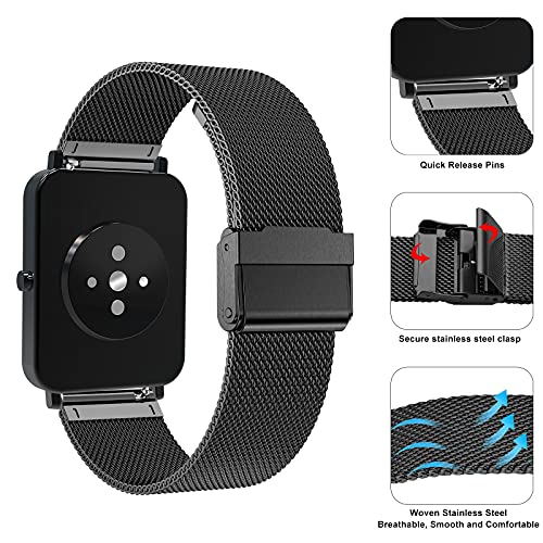 Correa para Amazfit GTS Pulsera, Hatolove 20mm Malla de Acero Inoxidable Reemplazar Banda Pulsera para Amazfit GTR 42mm/Amazfit GTS/GTS 2/2 Mini/2e/Amazfit Bip/Bip Lite/Bip S/Bip U/U Pro/Bip S Lite