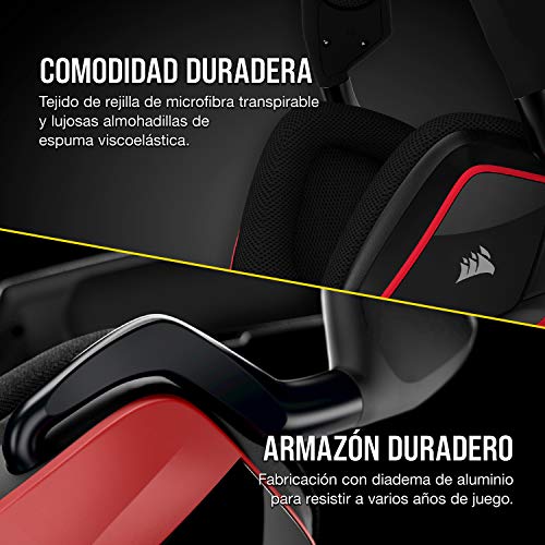 Corsair Void Elite Surround Auriculares para Juegos, 7.1 Sonido Envolvente, Micrófono omnidireccional, Compatible con PC, PS4, Xbox One, Switch y Móviles, Color Rojo