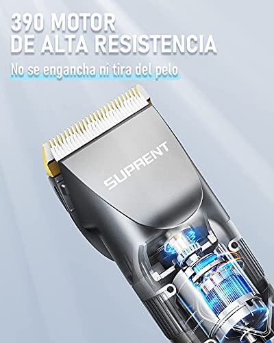 Cortapelos para hombres, , SUPRENT Kit de corte de pelo inalámbrico impermeable, Profesional de pelo Trimmer con Titanio & hoja de cerámica, 5 configuraciones de velocidad ajustables & Pantalla LCD