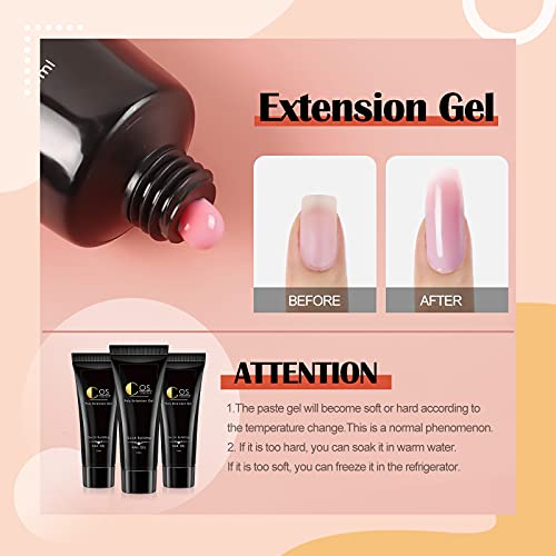 Coscelia Esmaltes Semipermanentes Kit 15ML Poly Nail Gel Kit Gel Constructor Uñas Gel de 3PCS Esmalte Semipermanente de 10PCS Lampara de 80W U-V/LED Pulidor de Uñas Base Top Manicura Kit