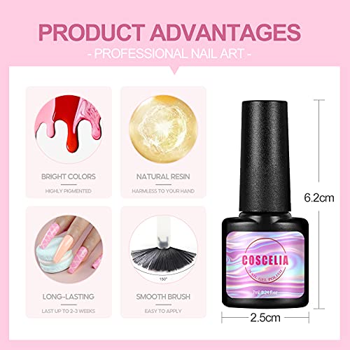 COSCELIA kit Uñas Semipermanentes de 20 Colores de 7ml, 36W LED/U-V Lampara Manicura Semipermanente Kit, Uñas de Gel Kit Complete Base Coat y Top Coat Accesorios para Manicura y Pedicura