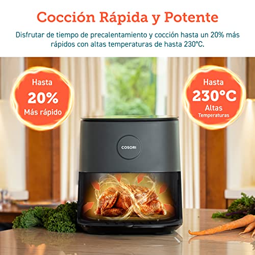 COSORI Freidora sin Aceite 4,7L, Freidora Aire Caliente con Tecnología Patentada Air Whisper para Silencio,Air Fryer con 30 Recetas en Español y 9 Programas,Pantalla LED Táctil