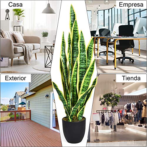 COSTWAY Planta Artificial Alta de 90 cm Árbol Simulación con Maceta y Hojas para Oficina Hogar Boda Interior Decoración