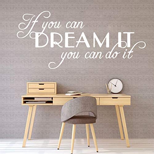 Cotizaciones grandes que motivan frases de ensueño Etiqueta de la pared Accesorios de decoración del hogar Si puede soñarlo, puede hacerlo pegatinas de vinilo ( Color : Gold , Size : M 20cm X 44cm )