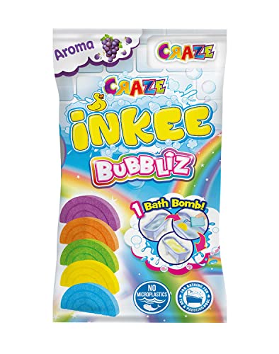 CRAZE INKEE Bombas Baño para Niños con forma de arcoíris Bubbliz con aroma a uva en 5 colores diferentes, juguetes baño 26830