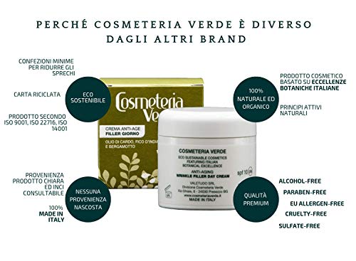 Crema Anti-edad Filler De Día Cosmeteria Verde - Reestructura el Derma profundo, protege y repara las fibras de soporte , aumenta las reservas de ácido hialurónico dando a la piel plenitud