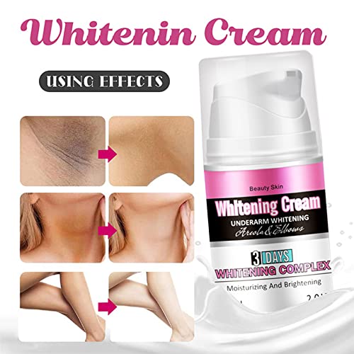 Crema Blanqueadora Axilas, Crema Blanqueadora Partes Intimas, Skin Whitening Cream, Aclara el Tono de Piel,Eficaz para Axilas,Codos,Zonas Sensibles,Rodillas, 60ml