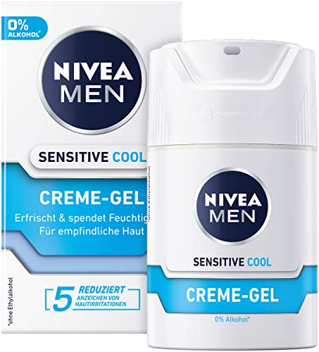 Crema Nivea Men Sensitive Cool en pack de 2 (2 x 50 ml), crema facial refrescante y relajante contra la irritación de la piel.