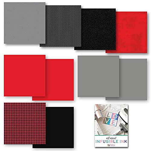 Cricut Buffalo Check Plaid Infusible Ink Transfer Sheet Bundle, Buffalo Checkers, Steel Plate, Cherry and Grey, 12"x12" Sheets