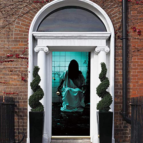 Cubiertas De Puerta De Halloween, PVC Decoración De Puerta De Halloween Fantasma Femenino En Las Ruinas Extraíble Decoraciones Pegatinas De Puerta Para Decoraciones De Ventanas De Puertas De Casa