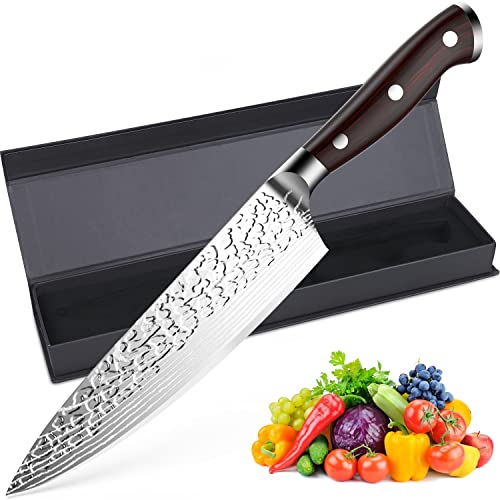 Cuchillo de Cocina-8Pulgadas Cuchillo Chef-Cuchillo de Cocinero Profesional-Ultra Afilada-Superficie Antiadherente y Protección Contra la Corrosión para Cortar Verdura, Fruta, Carne y Pescado