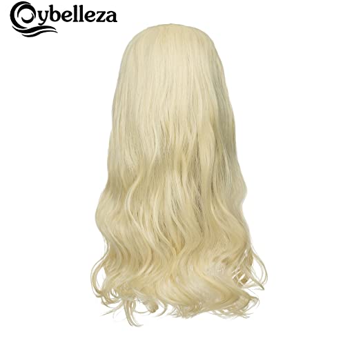 Cybelleza Extensiones de Cabello de Clip 8 Piezas Extensiones de Clip de Pelo Natural Sintéticas Ondulado Rizadas Largo Cabeza Completa, Blanqueador rubia