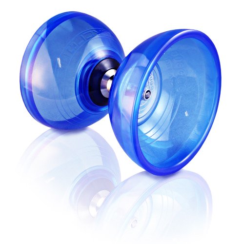 Cyclone QUARTZ II Diabolo Set - PRO Diabolo Triple Roulement A Bille + Des Diablo Baguettes en FIBER et Ficelle + Diabolos Sac de Transport. (Bleu Diabolo/Bleu Baguettes) by Juggle Dream