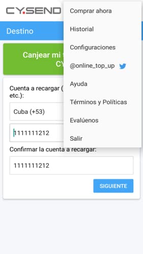 CY.SEND recarga en línea