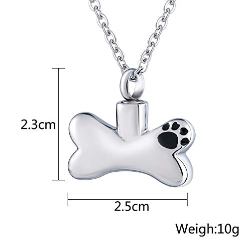 Daesar Colgantes Grabados Personalizados,Collar Urnas para Cenizas,Pata Animal Hueso Colgante Acero Inoxidable para Cenizas Mascotas Plata