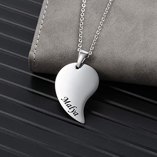 DaMei Collar de pareja de la amistad 2 Collar con nombre personalizado Rompecabezas en forma de corazón Colgante de BFF corazón roto Aniversario Día de San Valentín y Navidad Mejor amigo Regalo