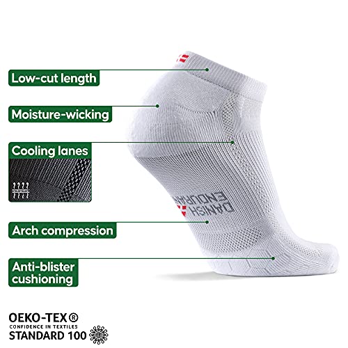 DANISH ENDURANCE Long Distance Low-Cut Running Socks for Men & Women (Blanco, 43-47)