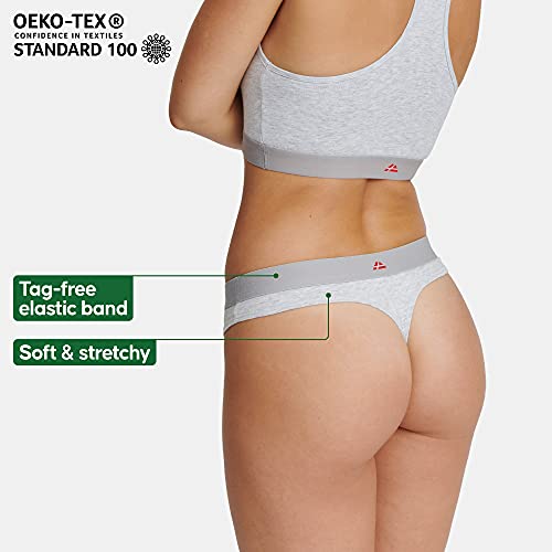 DANISH ENDURANCE Tanga Mujer en Algodón Orgánico Pack de 3 (Multicolor (1 x Negro, 1 x Gris, 1 x Azul), Small)