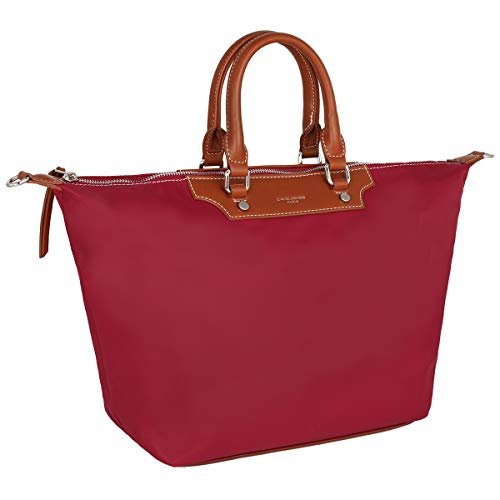 David Jones - Bolso Tote Nylon Mujer - Shopper Nailon Impermeable - Bolso de Mano Plegable - Bolso de Hombro Bandolera Gran Capacidad - Totalizador Shopping Bag - Viaje Playa Comprar Moda - Rojo