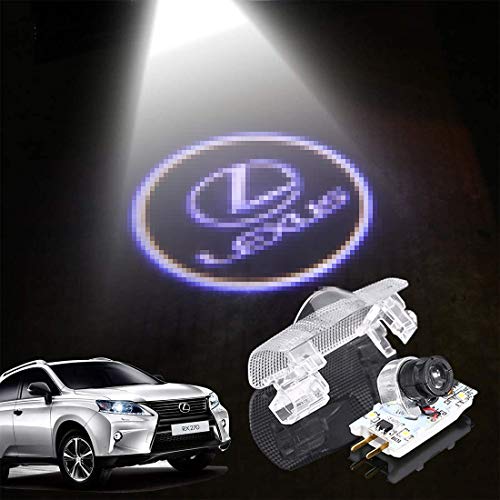 Decesy - 4 piezas de luz de bienvenida Lexus para puerta de coche, luz LED con logotipo, proyector, luz de suelo, foco, luz de paso de cortesía, kit de luz de bienvenida para la