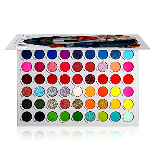 DE'LANCI La Catrina Paleta de maquillaje Paleta de sombras de ojos colorida Paleta de 54 colores profesional Shimmer Glitter Paleta de maquillaje mate Sombra de ojos altamente pigmentada